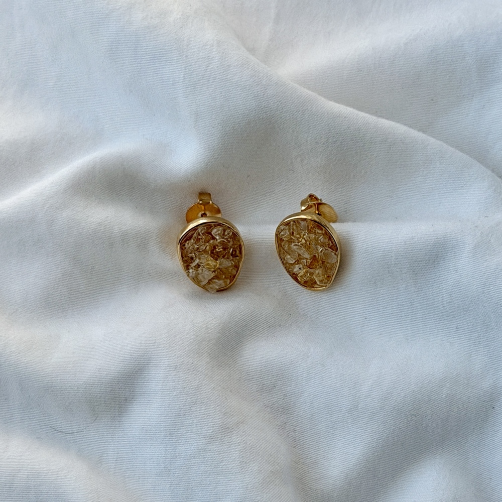Circle of Fragments Earrings - 18k Gold Plated - Citrine